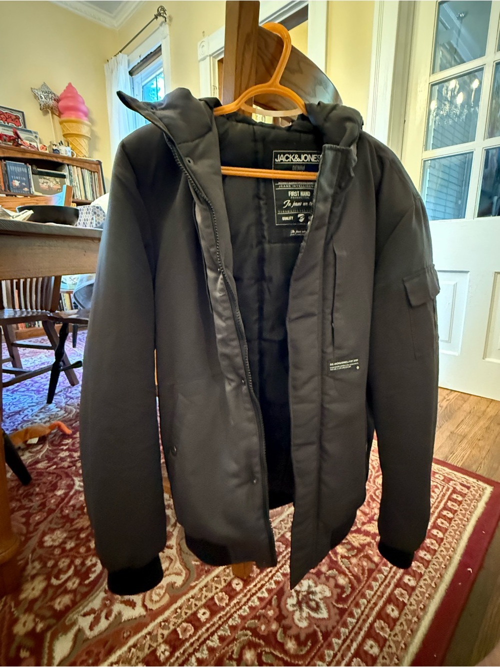 Jack & Jones Black Hooded Bomber Jacket